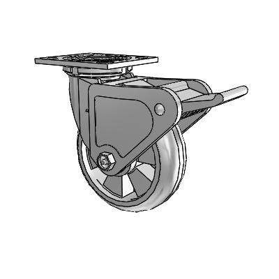 4 Series 2 Inch Wide Top Plate Swivel Caster Caster with 6 x 2 Trans-forma (Round) Wheel and Tech Lock Brake