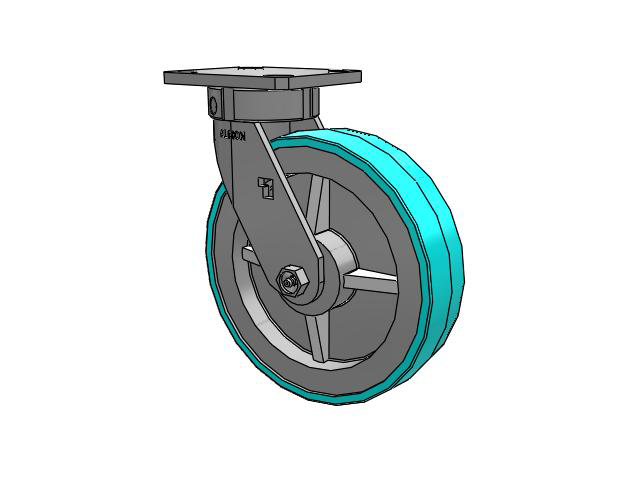 120 Series Top Plate Swivel Caster with 8 x 2 Grey Tread on Grey Polypropylene Core XA - Polyurethane (Polypropylene Core) - Prevenz Antimicrobial Wheel