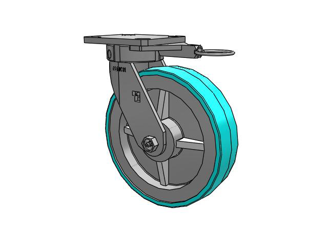 120 Series Top Plate Swivel Caster with 8 x 2 Grey Tread on Grey Polypropylene Core XA - Polyurethane (Polypropylene Core) - Prevenz Antimicrobial Wheel