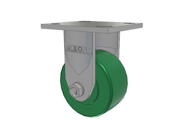 120 Series Top Plate Rigid Caster with 4 x 2 Green Polyurethane XI - X-treme Solid Polyurethane Wheel