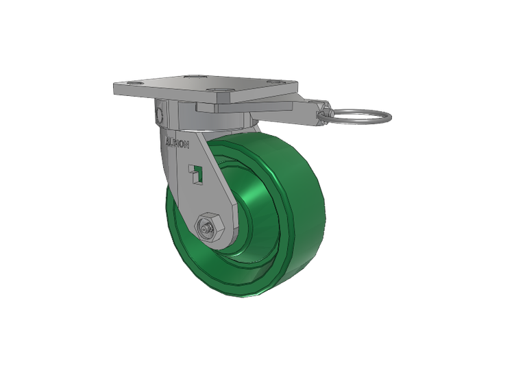 120 Series Top Plate Swivel Caster with 5 x 2 Green Polyurethane XI - X-treme Solid Polyurethane Wheel