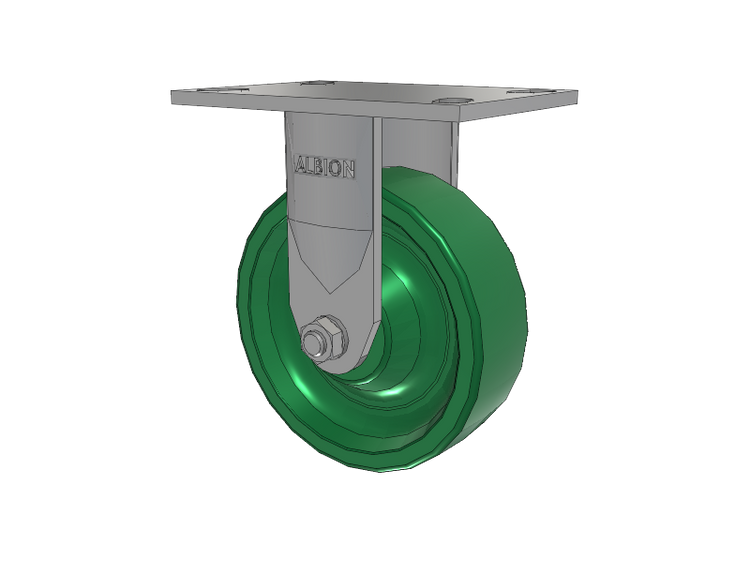 120 Series Top Plate Rigid Caster with 6 x 2 Green Polyurethane XI - X-treme Solid Polyurethane Wheel