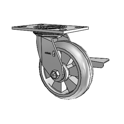 4 Series 2 Inch Wide Top Plate Swivel Caster Caster with 6 x 2 Trans-forma (Round) Wheel and Side Lock Brake