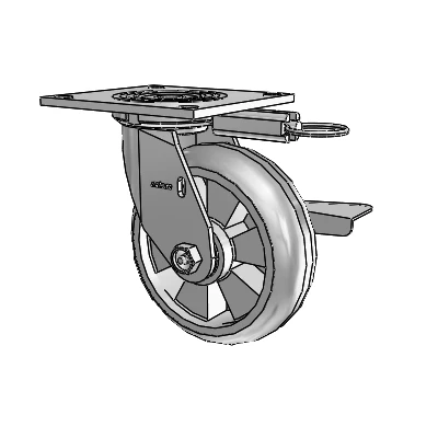 4 Series 2 Inch Wide Top Plate Swivel Caster Caster with 6 x 2 Trans-forma (Round) Wheel and Side Lock Brake