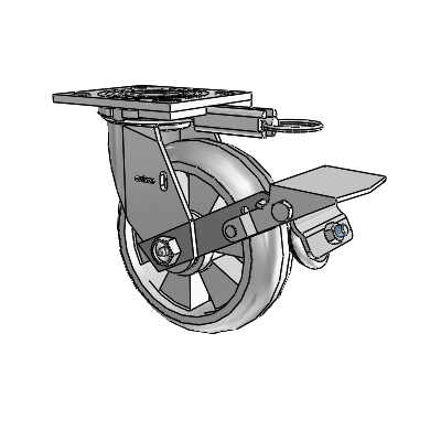 4 Series 2 Inch Wide Top Plate Swivel Caster Caster with 6 x 2 Trans-forma (Round) Wheel and Tread Lock Brake