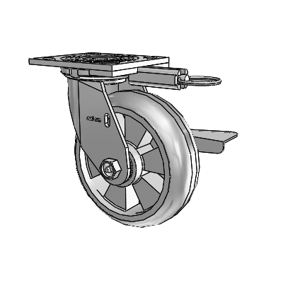 4 Series 2 Inch Wide Top Plate Swivel Caster Caster with 6 x 2 Trans-forma (Round) Wheel and Side Lock Brake