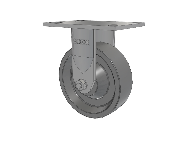 120 Series Top Plate Rigid Caster with 6 x 2 Grey Polyurethane XP - X-treme Plus Solid Polyurethane Wheel