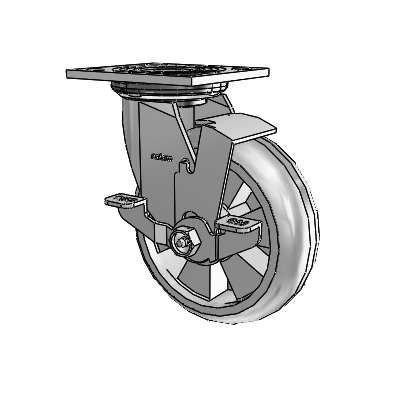 4 Series 2 Inch Wide Top Plate Swivel Caster Caster with 6 x 2 Trans-forma HD (Round) Wheel and Top Lock Brake