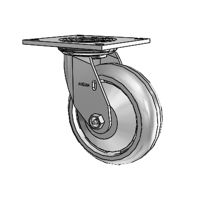 Roulette pivotante de la série 4, plaque supérieure de 2 pouces de large, équipée d'une roue Trans-forma HD (ronde) de 6 x 2