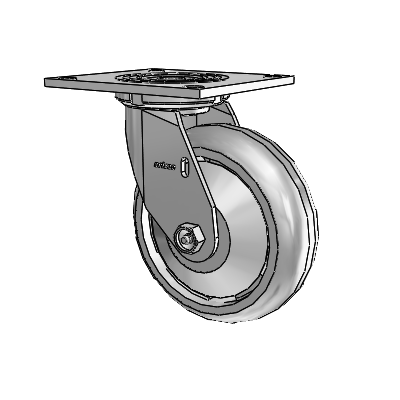Roulette pivotante de la série 4, plaque supérieure de 2 pouces de large, équipée d'une roue Trans-forma HD (ronde) de 6 x 2