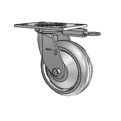 Roulette pivotante de la série 4, plaque supérieure de 2 pouces de large, équipée d'une roue Trans-forma HD (ronde) de 6 x 2