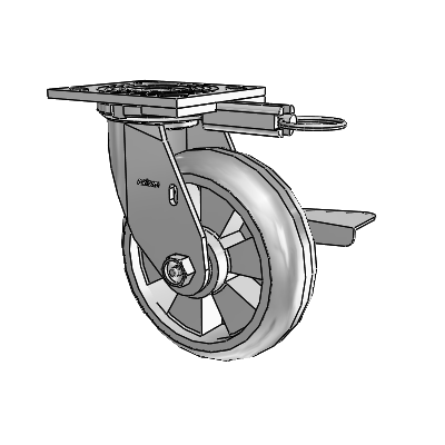 4 Series 2 Inch Wide Top Plate Swivel Caster Caster with 6 x 2 Trans-forma HD (Round) Wheel and Side Lock Brake