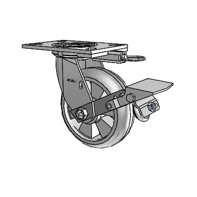 4 Series 2 Inch Wide Top Plate Swivel Caster Caster with 6 x 2 Trans-forma HD (Round) Wheel and Tread Lock Brake