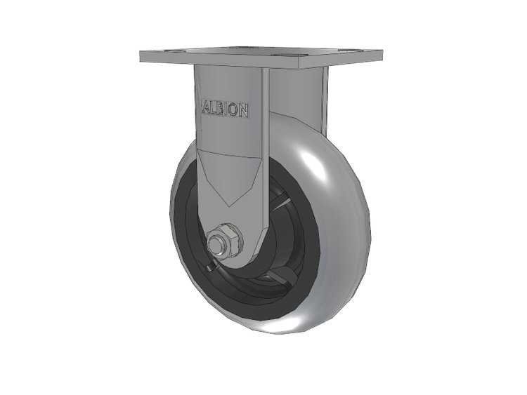 120 Series Top Plate Rigid Caster with 6 x 2 Grey Tread on Grey Core XP - X-treme Plus Solid Polyurethane Wheel