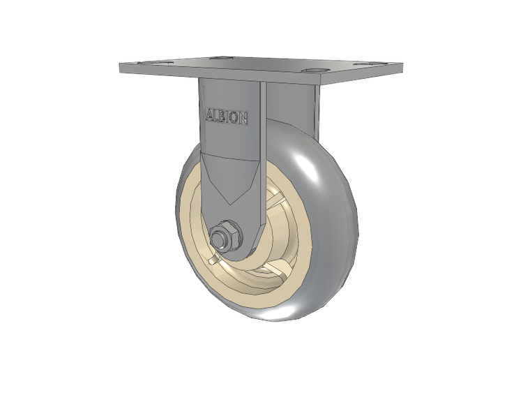 120 Series Top Plate Rigid Caster with 6 x 2 Grey Tread on Grey Core XR - X-tra Soft Rubber (Round) - Prevenz Antimicrobial Wheel