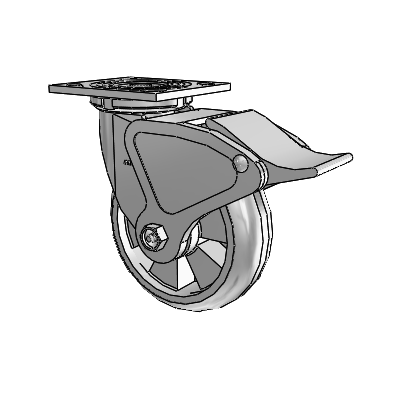4 Series 2 Inch Wide Top Plate Swivel Caster Caster with 6 x 2 Trans-forma HD (Round) Wheel and Total Lock Brake