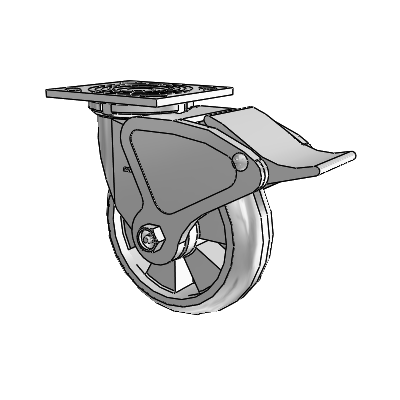 4 Series 2 Inch Wide Top Plate Swivel Caster Caster with 6 x 2 Trans-forma HD (Round) Wheel and Total Lock Brake
