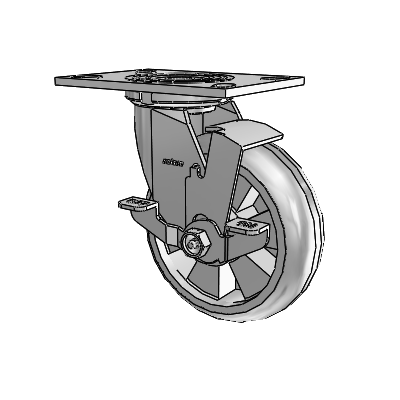 4 Series 2 Inch Wide Top Plate Swivel Caster Caster with 6 x 2 Trans-forma HD (Round) Wheel and Top Lock Brake