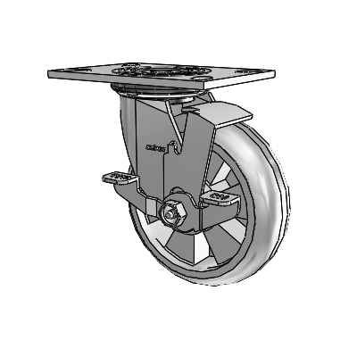 4 Series 2 Inch Wide Top Plate Swivel Caster Caster with 6 x 2 Trans-forma HD (Round) Wheel and Top Lock Brake
