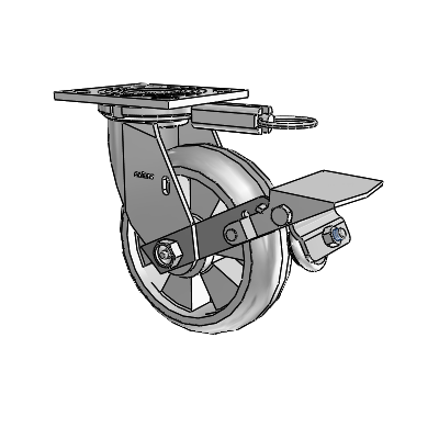 4 Series 2 Inch Wide Top Plate Swivel Caster Caster with 6 x 2 Trans-forma HD (Round) Wheel and Tread Lock Brake