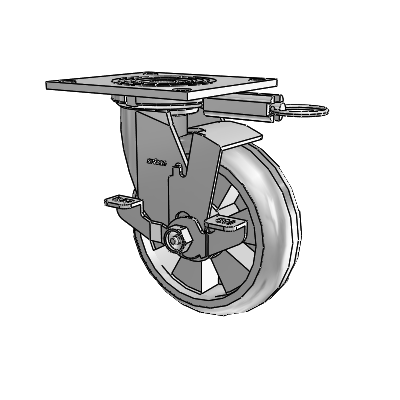4 Series 2 Inch Wide Top Plate Swivel Caster Caster with 6 x 2 Trans-forma HD (Round) Wheel and Top Lock Brake