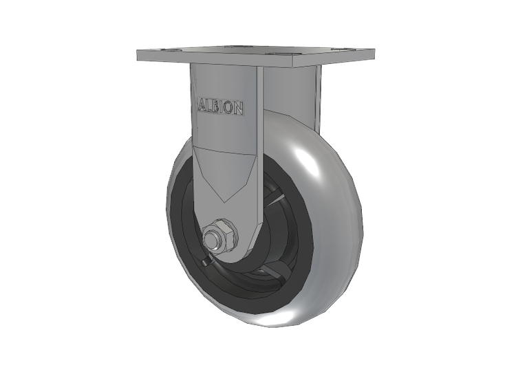 120 Series Top Plate Rigid Caster with 6 x 2 Grey Tread on Grey Core XP - X-treme Plus Solid Polyurethane Wheel
