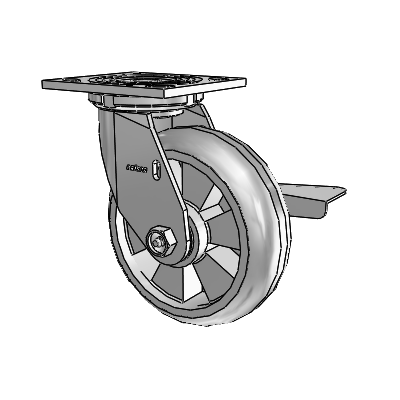4 Series 2 Inch Wide Top Plate Swivel Caster Caster with 6 x 2 Trans-forma HD (Round) Wheel and Side Lock Brake