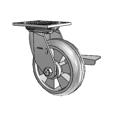 4 Series 2 Inch Wide Top Plate Swivel Caster Caster with 6 x 2 Trans-forma HD (Round) Wheel and Side Lock Brake