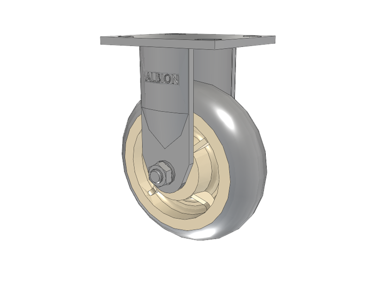 120 Series Top Plate Rigid Caster with 6 x 2 Grey Tread on Grey Core XR - X-tra Soft Rubber (Round) - Prevenz Antimicrobial Wheel