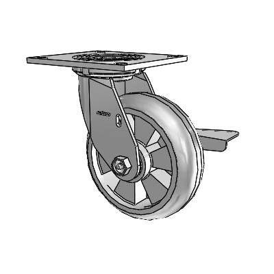 4 Series 2 Inch Wide Top Plate Swivel Caster Caster with 6 x 2 Trans-forma HD (Round) Wheel and Side Lock Brake