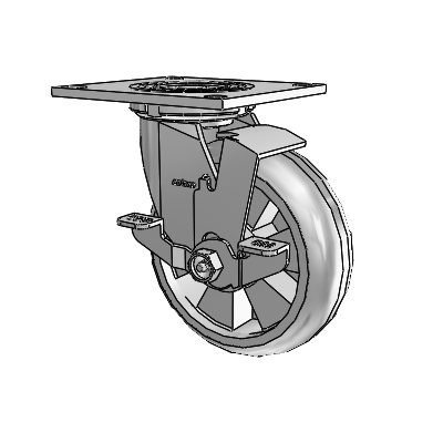 4 Series 2 Inch Wide Top Plate Swivel Caster Caster with 6 x 2 Trans-forma HD (Round) Wheel and Top Lock Brake