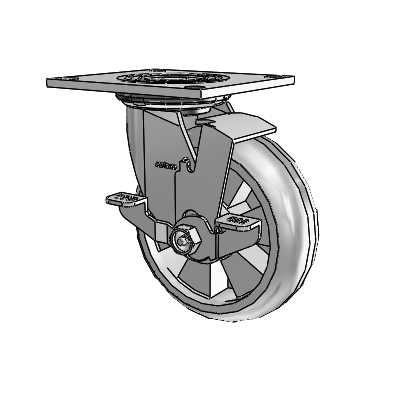 4 Series 2 Inch Wide Top Plate Swivel Caster Caster with 6 x 2 Trans-forma HD (Round) Wheel and Top Lock Brake