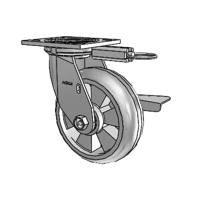 4 Series 2 Inch Wide Top Plate Swivel Caster Caster with 6 x 2 Trans-forma HD (Round) Wheel and Side Lock Brake