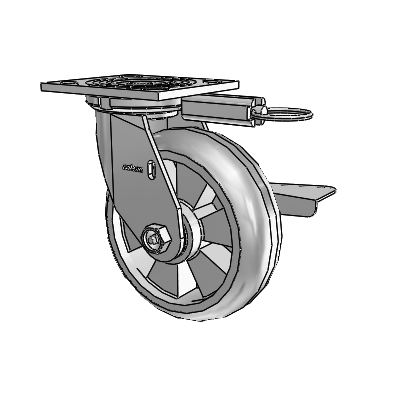 4 Series 2 Inch Wide Top Plate Swivel Caster Caster with 6 x 2 Trans-forma HD (Round) Wheel and Side Lock Brake