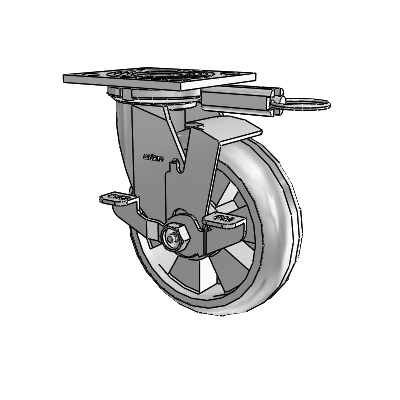 4 Series 2 Inch Wide Top Plate Swivel Caster Caster with 6 x 2 Trans-forma HD (Round) Wheel and Top Lock Brake