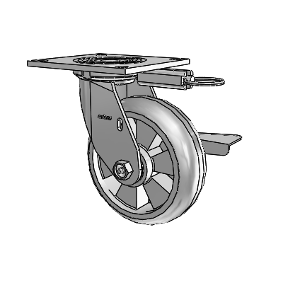 4 Series 2 Inch Wide Top Plate Swivel Caster Caster with 6 x 2 Trans-forma HD (Round) Wheel and Side Lock Brake