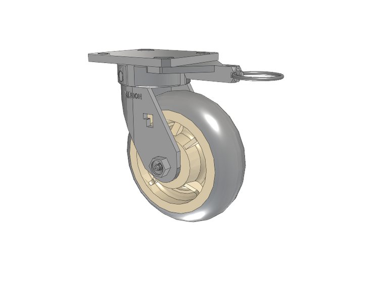 120 Series Top Plate Swivel Caster with 6 x 2 Grey Tread on Grey Core XR - X-tra Soft Rubber (Round) - Prevenz Antimicrobial Wheel