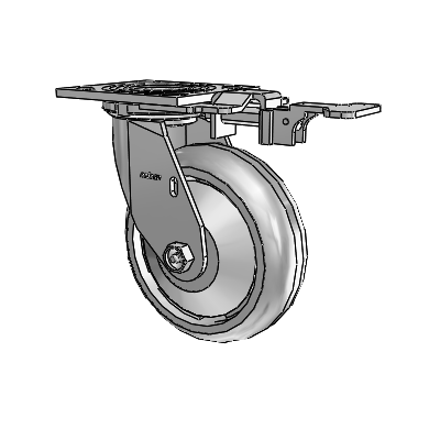 Roulette pivotante de la série 4, plaque supérieure de 2 pouces de large, équipée d'une roue Trans-forma HD (ronde) de 6 x 2