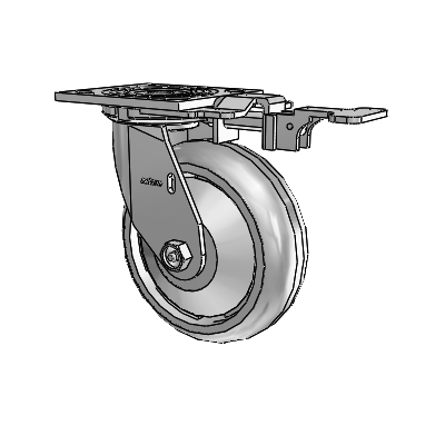 Roulette pivotante de la série 4, plaque supérieure de 2 pouces de large, équipée d'une roue Trans-forma HD (ronde) de 6 x 2
