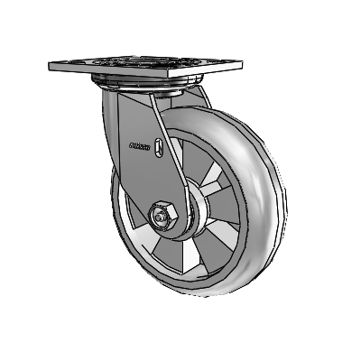 Roulette pivotante de la série 4, plaque supérieure de 2 pouces de large, équipée d'une roue Trans-forma HD (ronde) de 6 x 2