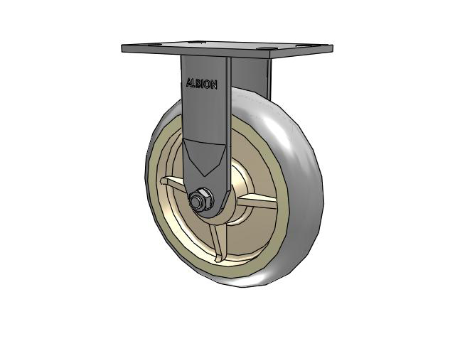 120 Series Top Plate Rigid Caster with 8 x 2 Grey Tread on Grey Core XR - X-tra Soft Rubber (Round) - Prevenz Antimicrobial Wheel