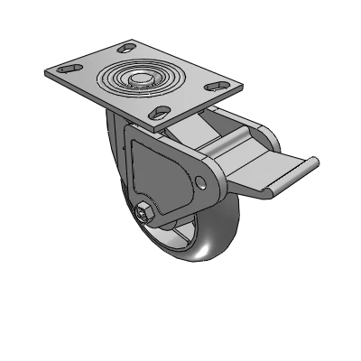 4 Series 2 Inch Wide Top Plate Swivel Caster with 6 x 2 Performa Rubber (Round) Wheel and Tech Lock Brake