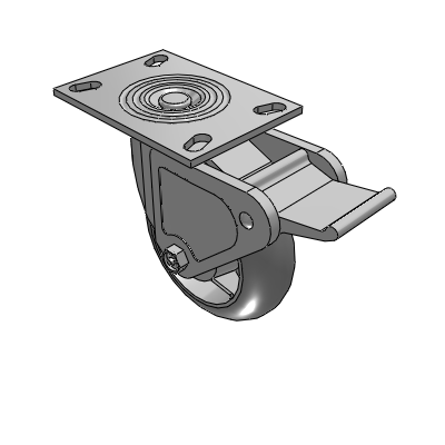4 Series 2 Inch Wide Top Plate Swivel Caster with 6 x 2 Performa Rubber (Round) Wheel and Tech Lock Brake
