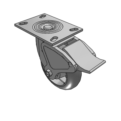4 Series 2 Inch Wide Top Plate Swivel Caster with 6 x 2 Performa Rubber (Round) Wheel and Total Lock Brake