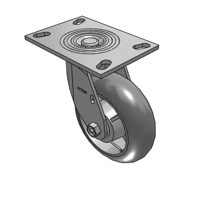 4 Series 2 Inch Wide Top Plate Swivel Caster with 6 x 2 Performa Rubber (Round) Wheel