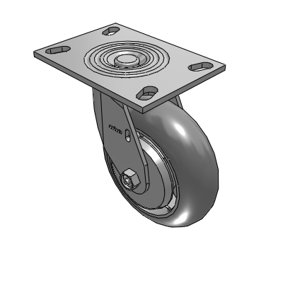 4 Series 2 Inch Wide Top Plate Swivel Caster with 6 x 2 Performa Rubber (Round) Wheel