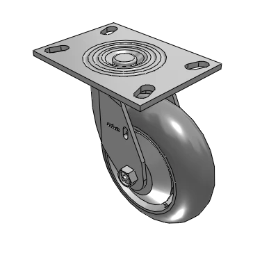 4 Series 2 Inch Wide Top Plate Swivel Caster with 6 x 2 Performa Rubber (Round) Wheel