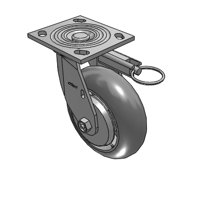 4 Series 2 Inch Wide Top Plate Swivel Caster with 6 x 2 Performa Rubber (Round) Wheel