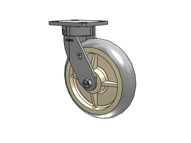 120 Series Top Plate Swivel Caster with 8 x 2 Grey Tread on Grey Core XR - X-tra Soft Rubber (Round) - Prevenz Antimicrobial Wheel