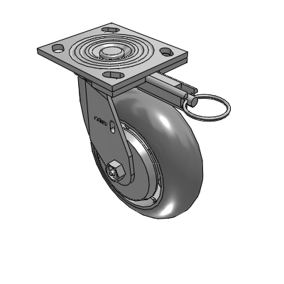 4 Series 2 Inch Wide Top Plate Swivel Caster with 6 x 2 Performa Rubber (Round) Wheel